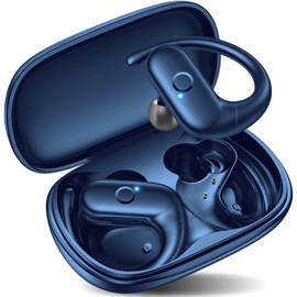 Temdan Wireless Earbuds Over-Ear Headphones Bluetooth 5.3 With Ear-Hooks Deep Bass Headsets Clear Call Ultralight earphones Up To 30H Use Time For Studying Workout Gaming,Blue