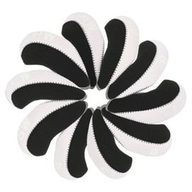 PATIKIL Golf Club Head Cover, 10 Pcs Number Golf Club Irons Covers with Hole Neoprene Driver Headcover Golf Lovers Gifts for Men Women, White/Red