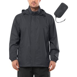 Outdoor Ventures Men's Rain Jacket Waterproof Lightweight Packable Rain Shell Raincoat with Hood for Golf Hiking Travel
