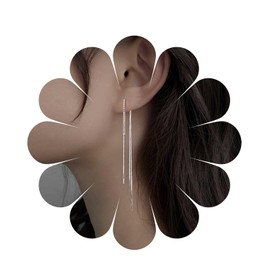 Cimenexe Bohemian Crystal Ear Jacket Earrings Silver Cz Tennis Chain Dangle Earrings Long Sleek Chain Drop Earrings Rhinestone Snake Bone Chain Earrings Jewelry for Women and Girls Gifts