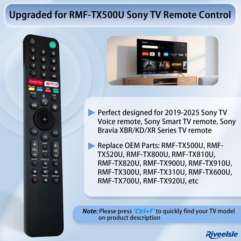 Upgraded for RMF-TX500U Sony TV Voice Remote Control, Fit for