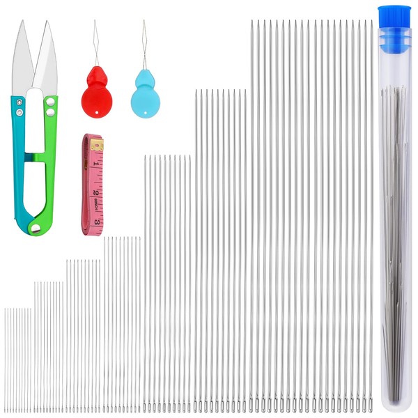 Doxiru 85 Beading Needles Set, 8 Sizes, Long Straight Beading