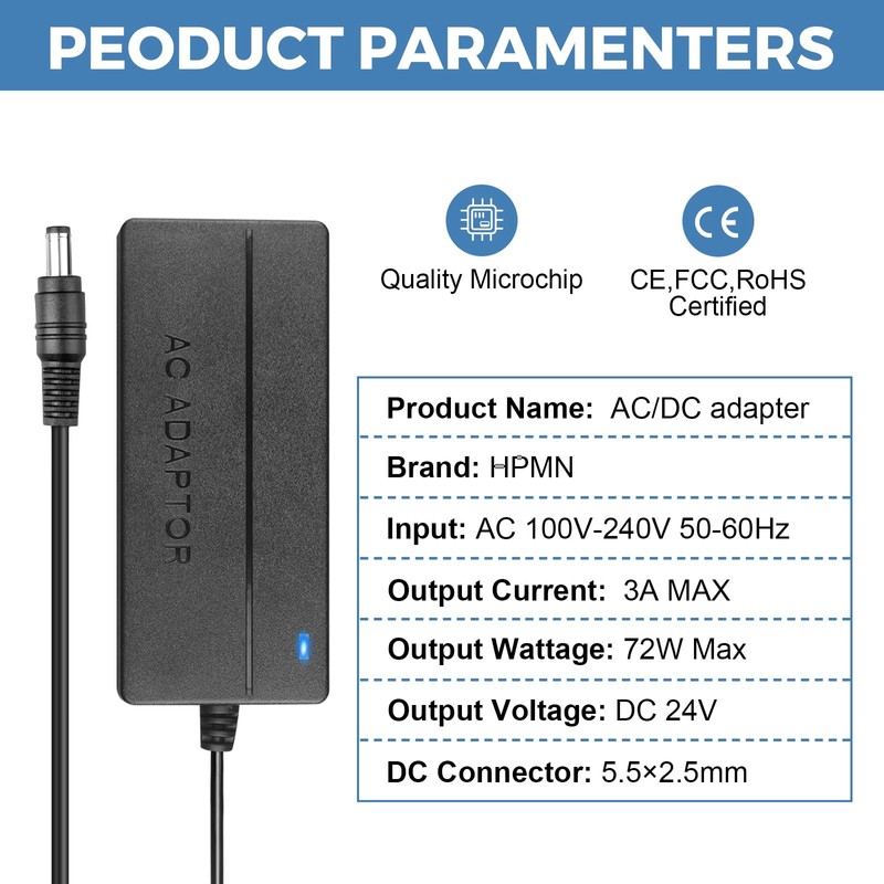 HPMN 24V 3A Power Supply Adapter AC to DC 24V