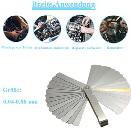 Moyata 32 Blades Feeler Gauge, Valve Game, Stainless Steel Feeler Gauge Set, 0.04-0.88 mm Measuring Ruler, Feeler Measuring Tool, Metric/Imperial Spacer Gauge, Foldable Valve Gauge for Measuring Gap