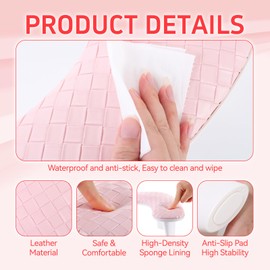 Professional Nail Tech Hand Rest - U-shaped Manicure Arm Cushion, Large Microfiber PU Leather Pillow for Acrylic Nail Technicians (Pink Lattice)
