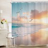 Cinbloo Beach Shower Curtain 60Wx72H Pink Blue Summer Ocean Coastal