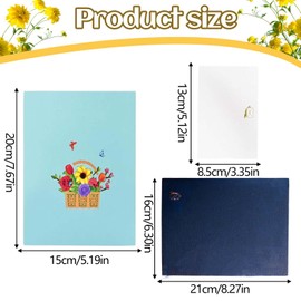 Sunflowers Basket Pop Up Card,Sunflower Cards,3D Pop Up Card for Her Mum Mothers Day,Flowers 3D Greeting Card,3D Greeting Cards for Birthday,Grandma Birthday