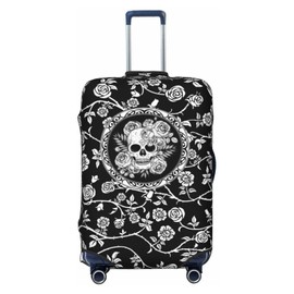 Guiteinyi Skull Rose Luggage Cover for Suitcase Elastic Non Scratch Travel Protector Travel Washable Suitcase Cover Fits 18-32 Inch Luggage