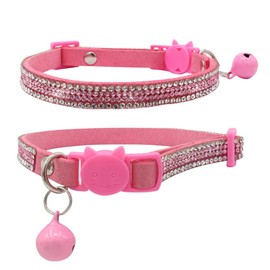 DAIHAQIKO Premium Rhinestone Cat Collar with Bell Adjustable Breakaway Pet Cats Kittens Collar