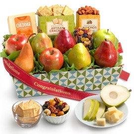 A Gift Inside Congratulations Cheese and Nuts Classic Fruit Basket