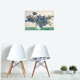 ELITEART-Vase of Irises By Vincent Van Gogh Giclee Art Canvas Prints Size:20"x16"