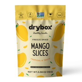 Drybox Freeze Dried Mangos Sliced | 100% Natural Fruit | Freeze Dried Mango Source | No Sugar & Additives | Healthy Snack & Topping for Beverages or Recipes | Non-GMO, Vegan, Gluten Free, 0.56 oz 1 pack