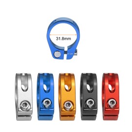 sourcing map Bike Seat Post Clamp 31.8mm Clip Aluminum Alloy Bicycle Locking Seat Post Ring with M4 Hex Screw for 27.2 to 28.6mm Bicycle Mountain Road Bike Tube, Blue