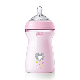 CHICCO, Biberón Natural Feeling, Color Rosa, 330 ml