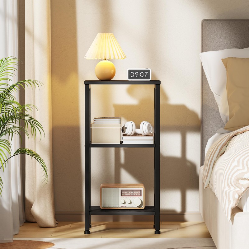 Asgolion Small Black Side Table, Tall End Table with Adjustable