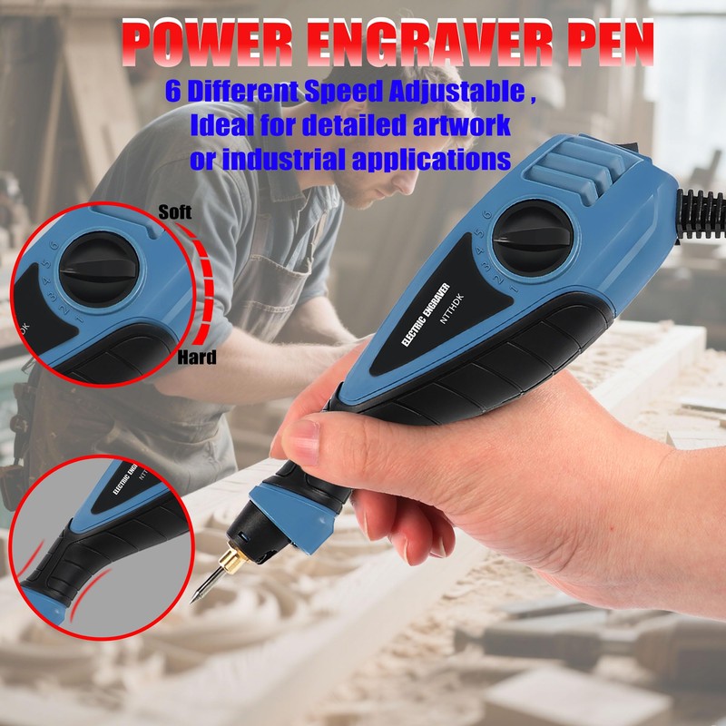 Engraver Pen, 25W 6 Speed Engraving Pen for Metal, Wood,