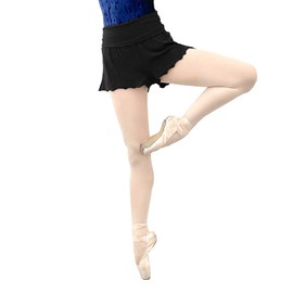 Tacherlia Pantaloncini da danza a vita alta, pantaloncini sportivi elastici, Nero , M corto
