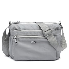 ETidy Casual Nylon Shoulder Bag For Women Waterproof Lightweight Crossbody Purse Hobo Bag (Light Grey Upgrade)