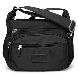JNiA Multi-functional Shoulder Bag, Crossbody Crossbody Bag, Lightweight, Large Capacity! 9 Pockets for Women!, Black