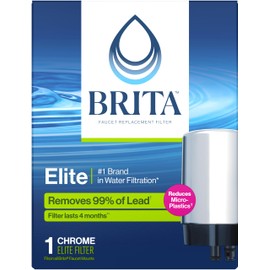 Brita Tap Water Filter, Water Filtration System Replacement Filters for Faucets,Reduces 99% of Lead, Chrome, 1 Count