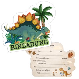 Xinfin 12 x Invitation Cards Dino T-Rex Party Invitations for Children's Birthday Party Invitations for Children Birthday Boy Dinosaur Theme Party – The Perfect Invitation to a Dino Party (Dino B)