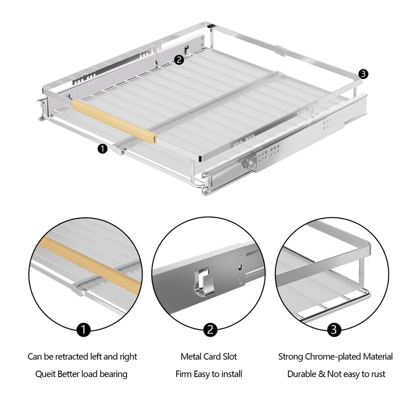 SANNO Expandable Pull Out Cabinet Organizer, Heavy Duty Under Sink