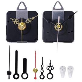 EMOON 2 Pack Non-Ticking Clock Mechanism with 4 Pack of Short Clock Hands, Clock Movement Motor Kit for Clock Repair, Replacement and Custom Clock, Total Shaft Length 7/8 in