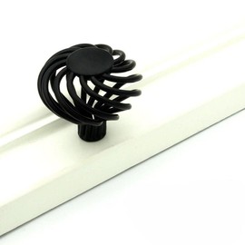 LEDSone 1PCS Metal Bird Cage 45mm Handle Door Pull Handle Drawer Knobs Rustic Dresser Flower Door Knob Birdcage Cabinet Handles Black Metal Knobs Black Door Handle Cupboard (Pack 1-45mm)