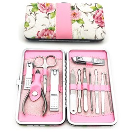 Alibuy Manicure Pedicure Set 12 in 1 Nail Clippers Cuticle Cutters Stainless Steel Professional Toenail Clippers Nail Scissors Grooming Kit for Men Women with Travel Case