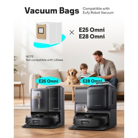 Leemone E25 E28 Dust Bags Compatible with eufy Omni Robot Vacuum E25 E28, 4 Layer Filtration System with Activated Carbon Fabric to Remove Unwanted Odors, 12 Pack