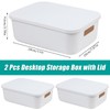 2 Pcs Plastic Storage Box with Lid, White Storage Boxes