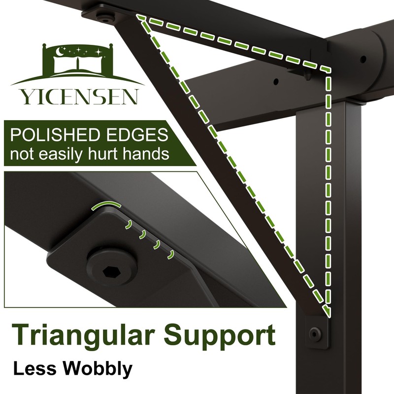 Yicensen 22 Inch High Queen Bed Frame Rounded Corner No