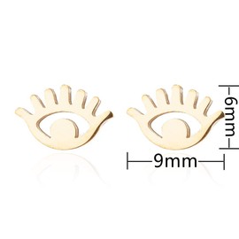 Women Minimalist Rose Gold Silver Evil Eyes Stud Earrings High Polished Stainless Steel Unisex Jewelry-3 pairs