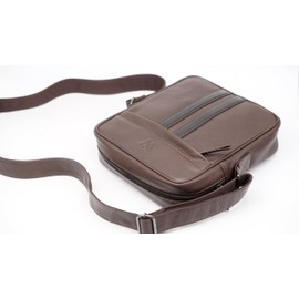 WASAMA Genuine Leather Messenger Bag | Crossbody | Sling Bag with 5 Zippered Pockets & Adjustable Leather Strap