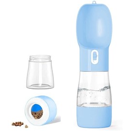 Botella de agua portátil para perros, para viajes, senderismo, multifuncional, para perros y gatos, Azul, 2.75*2.75*10''