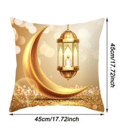 Pack of 4 Ramadan Cushion Covers, 45 x 45 cm, Ramadan Cushion Cover, Decorative Cushion Covers, Print Square Cushion Cover, Star Moon Cushion Covers for Ramadan Kareem Party, Sofa, Car, Bed, Home