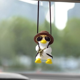 Cute Swinging Duck Car Hanging Ornament, Rear View Mirror Charm, Car Mirror Hanging Accessory, Auto Interior Aesthetic Present for Women, Men, Kids
