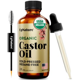 UpNature Organic Castor Oil for Eyelashes – Lash Serum for Eyelash Growth with Hexane-Free Cold-Pressed Oil (2oz) Includes Mascara Tube