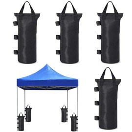 Gazebo Weights Sand Bags, 4Pack Tent Sandbags Industrial Grade, 600D Heavy Duty Sand Weight Bags, Tent Sandbags, Parasol Weights Bag for Any Pop Up Tents Canopy Outdoor Patio(Black)