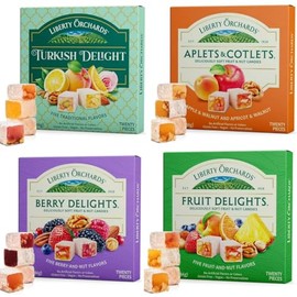Liberty Orchards Variety 4 Pack | Turkish Delight, Aplets & Cotlets, Berry Delight, Fruit Delights | 20 Pieces Each, Gluten Free, Vegan