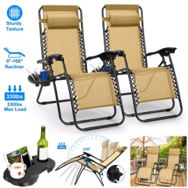 NewHome 2x Relax Recliners Patio Chairs Adjustable Steel Mesh Zero Gravity Lounge Chair
