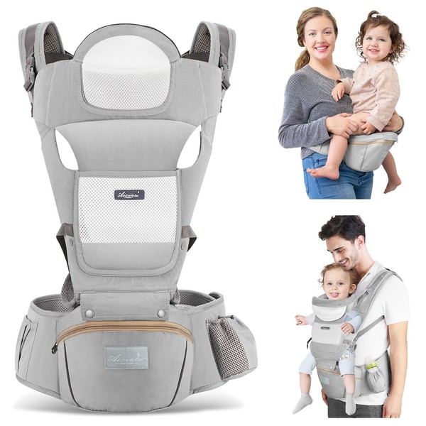 Baby Carrier with Hip Seat,Ergonomic M Position 6 in1 Baby