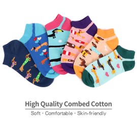 WeciBor 6 Pairs of Women's Funny Colourful Trainer Socks Funny Casual Cotton Short Fun Socks, Blue/Green/Orange/Pink/Multicoloured Dachshund 6B, 35 - 38