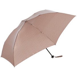 Moon Bat V.Y Umbrella, Women's Mini P30D Satin Print, Heart Pattern, Beige, Rib Length: 21.7 inches (55 cm), When Stored: Approx. 9.8 inches (25 cm), beige