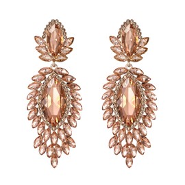 EVER FAITH Earrings Austrian Crystal Bridal Fashion Jewellery Marquise Drop Art Deco Chandelier Long Stud Earrings Iridescent Clear AB Gold Tone, Crystal, No Gemstone