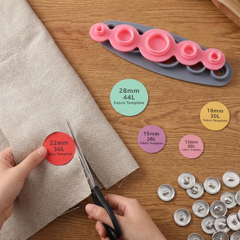 7-Pcs Universal Cover Button Maker with 5 Fabric Template, 5
