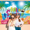 Hello Summer Backdrop,84x60Inch | Beach Backdrop Hawaiian Pool Beach Party