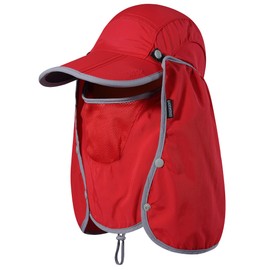GADIEMKENSD Foldable Fishing Sun Hat with Neck Flap Face Cover Sun Protection Cooling Baseball Cap Adjustment Covering Detachable Legion Hat for Fishing Gardening Hiking Camping Work Red