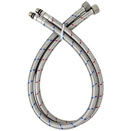 24" Length Bathroom Kitchen Faucet Connector Water Supply Line, Durable Braided Steel Hot and Cold Water Lines Faucet Hose 3/8" female compression thread x M10 male connector