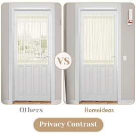 HOMEIDEAS Non-See-Through French Door Curtains for Front Door, Privacy Semi Sheer Door Window Curtains, Rod Pocket Light Filtering Door Covering with Tieback, (1 Panel, Beige/Taupe, 54W X 40L)